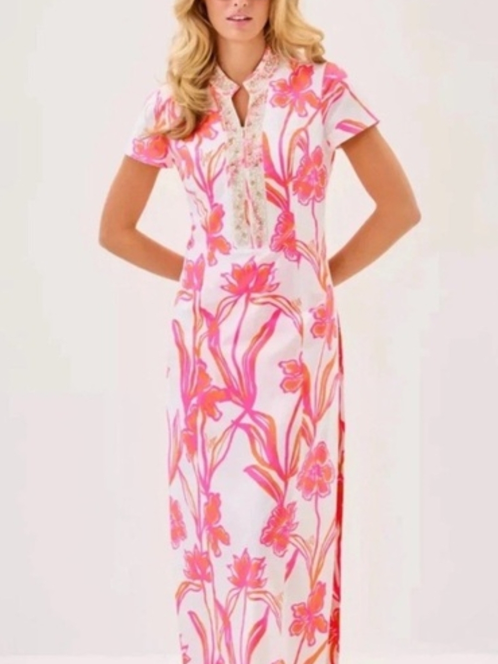 Lilly Pulitzer Resort White Oversized Lovely Long Velora Maxi Dress ROMPER S